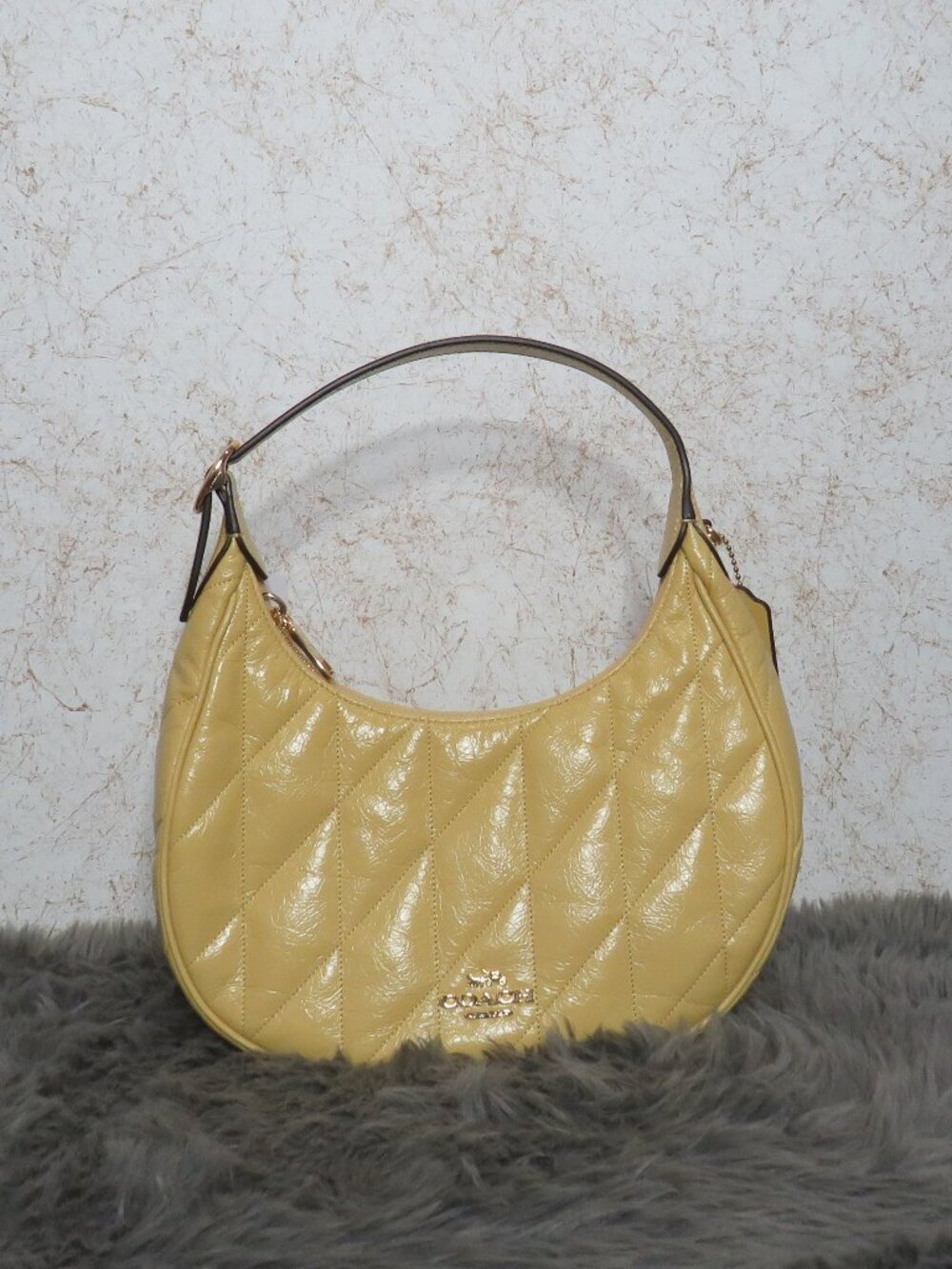 Coach Emily Shoulder Bag with Quilting (Soft Yellow)